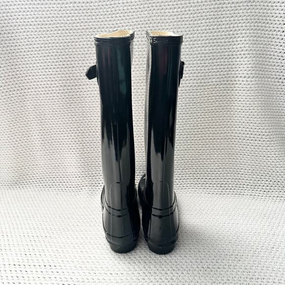 Hunter Tall Black High Gloss Women Slip On Rain Boots Classic Essential Size 5 - Picture 5 of 12